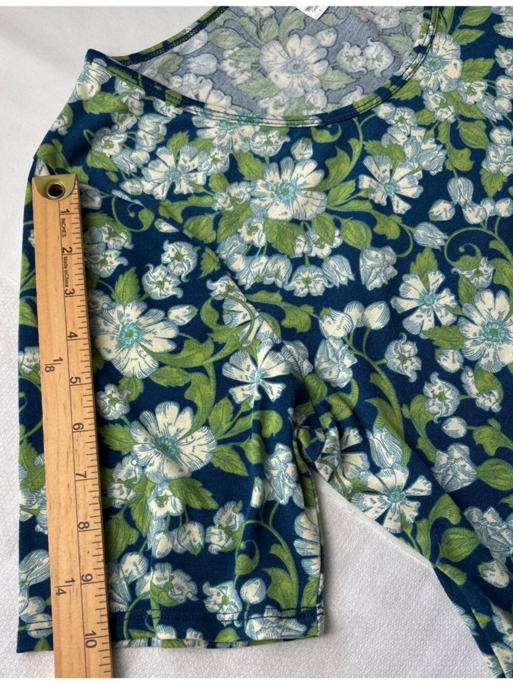 Lularoe Womens Floral Short Sleeve A-Line Tunic Dress Blue/Green Pattern Size L - Picture 7 of 12